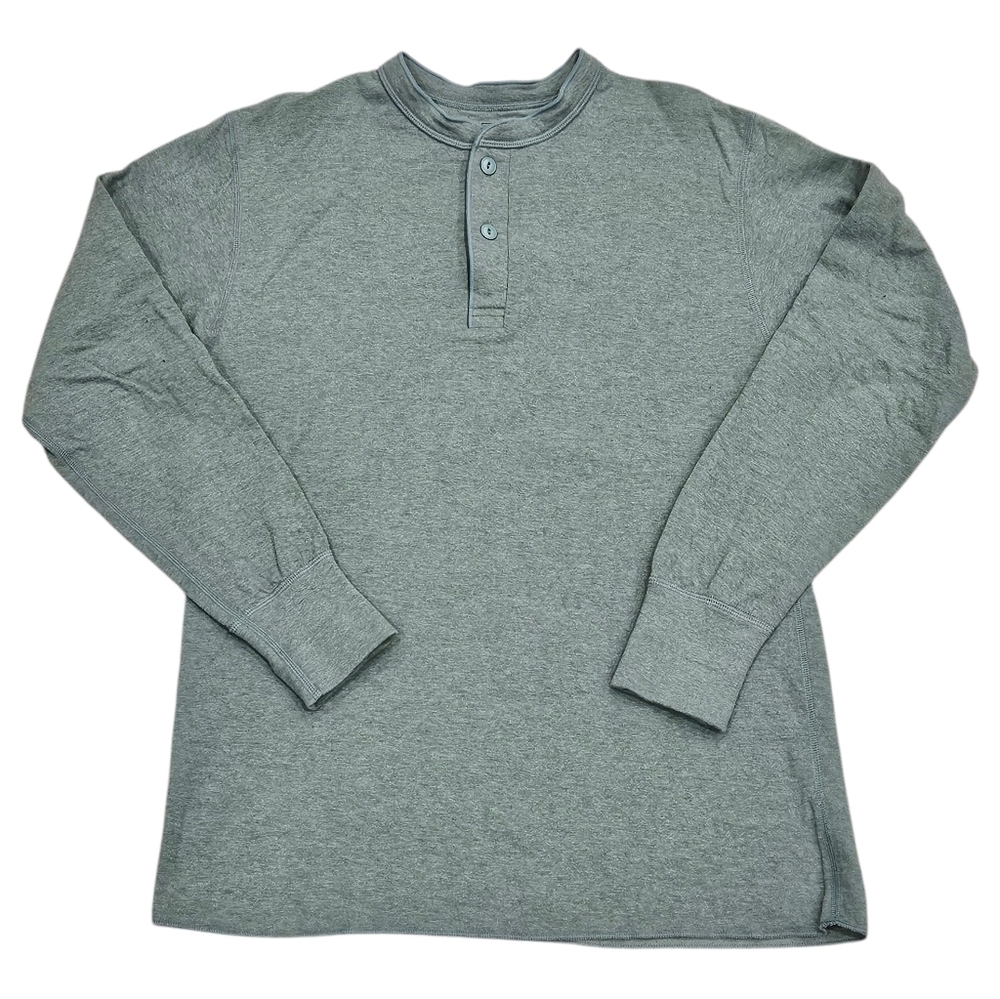 L.L. Bean Two-Layer River Driver's Shirt Traditional Fit Henley Top Thyme M